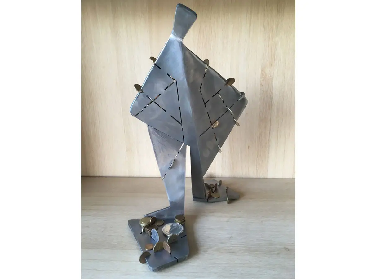 "Scrape penny" sculpture of Metal - 7