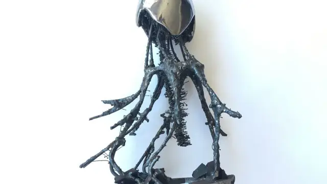 Sculpture of black metal elements "Seabed 2" (12)