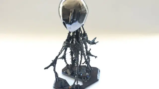 Sculpture of black metal elements "Seabed 2" (2)
